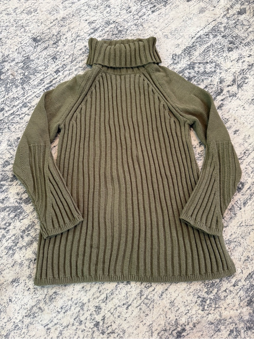 Talbots Olive Ribbed Turtleneck Sweater